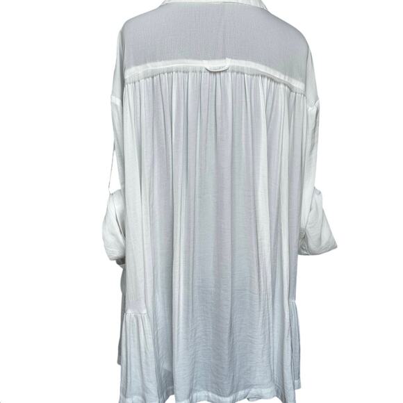 Free People shirt dress white textured crinkle Moonstruck button down women’s M - Picture 4 of 8